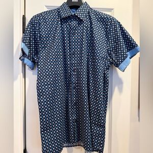 American Breed Navy Patterned Casual Shirt